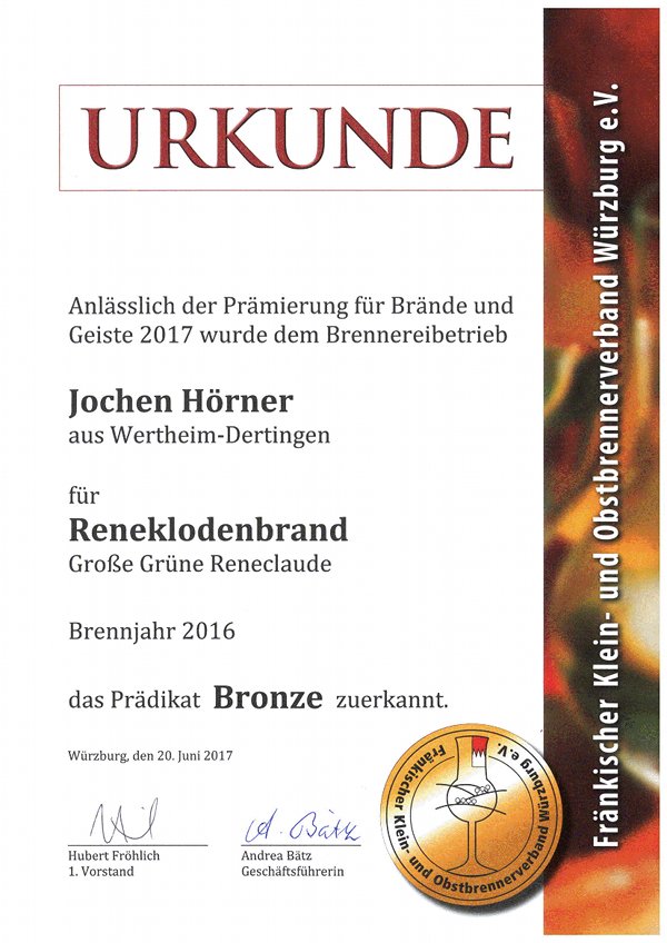 2016 Große Grüne Reneclaude