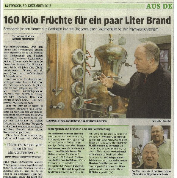 Einhundertsechzig Kilo Früchte für ein paar Liter Brand