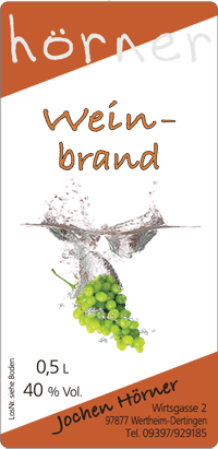 Weinbrand, im Holzfass gelagert  0,5l